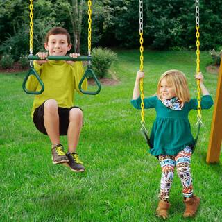 Swing-N-Slide Playsets A-Frame Wooden Swing Set with 2-Belt Swings and RingTrap Combo 01-1104