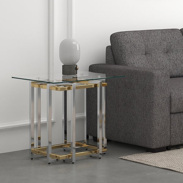 Contemporary Glass and Metal Accent Table