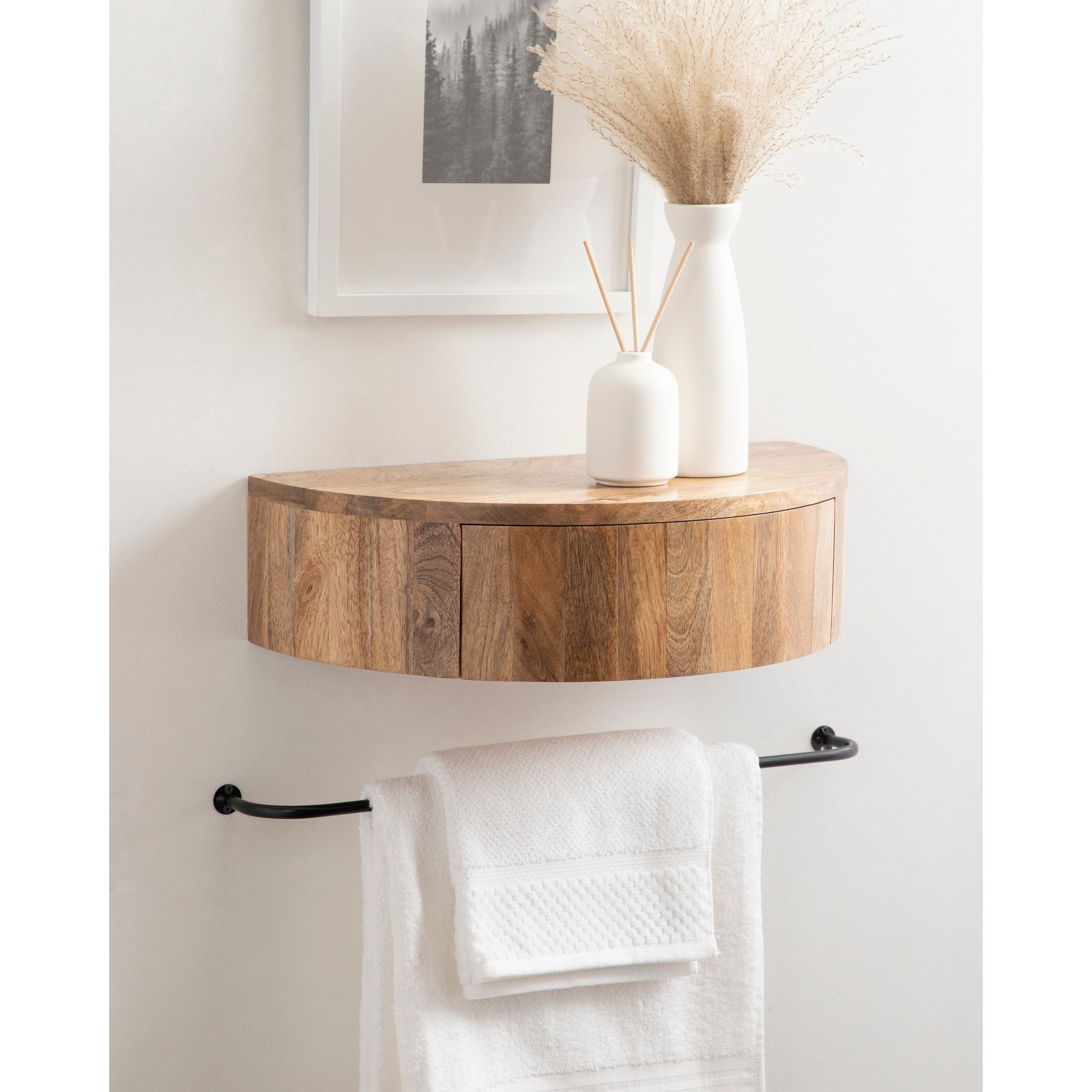 Kate and Laurel Reid Floating Wood Side Table - 20x11x6