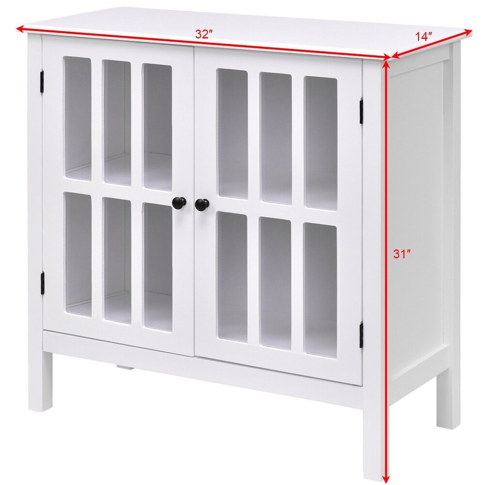 Glass Door Sideboard Console Storage Buffet Cabinet   32\