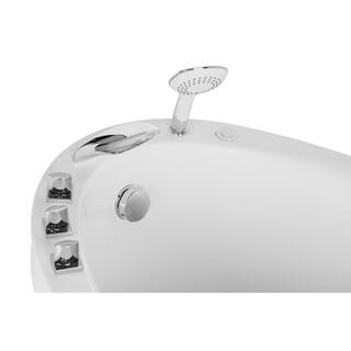 Empava 59 in. Left Drain Acrylic Oval Freestanding Flatbottom Air Bath Bathtub in White EMPV-59JT011