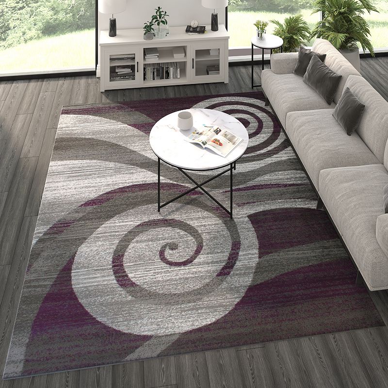 Masada Rugs Masada Rugs Stephanie Collection 8'x10' Area Rug with Modern Contemporary Design 1103 in Purple， Gray， White and Black