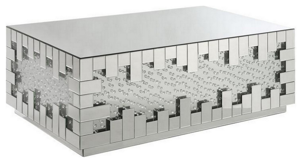 Benzara BM250238 Coffee Table With Cuboid Shape and Faux Crystals  Silver   Contemporary   Coffee Tables   by Uber Bazaar  Houzz