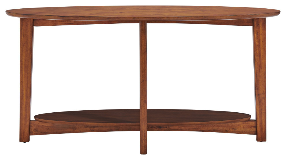 Monterey 60 quotL Console/Media Mid Century Modern Wood Table  Warm Chestnut   Midcentury   Console Tables   by Trademark Global  Houzz