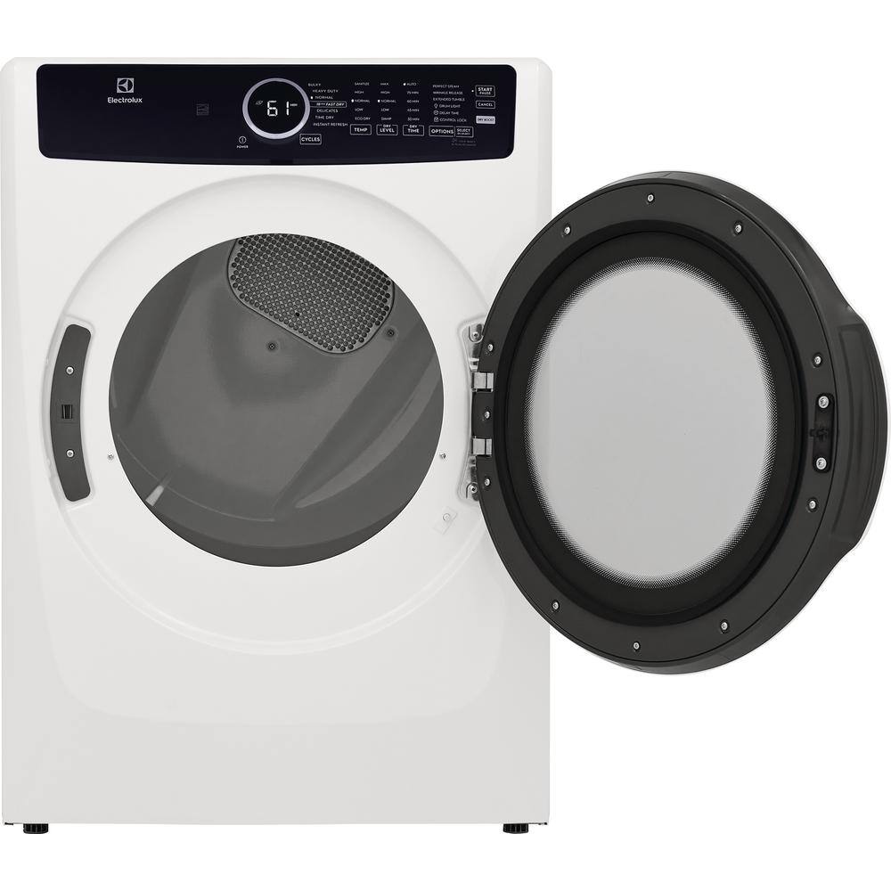 Electrolux 8 cu. ft. Electric Dryer Vented Front Load Perfect Steam Dryer with Instant Refresh in White ELFE7437AW