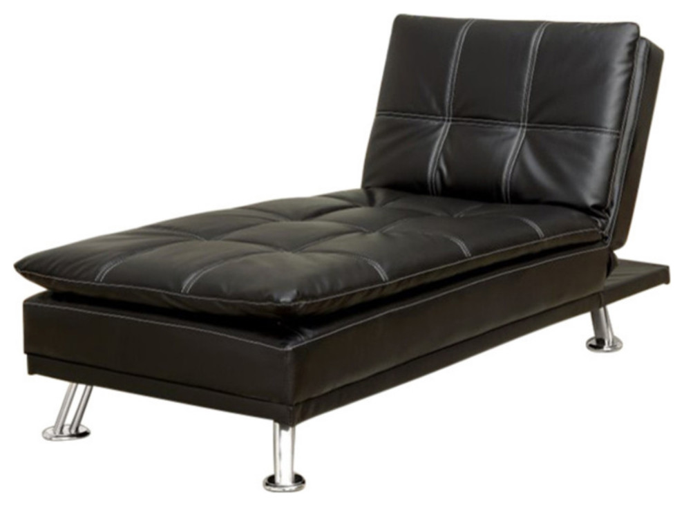 Modern Style Leatherette Chaise  Black   Contemporary   Indoor Chaise Lounge Chairs   by VirVentures  Houzz