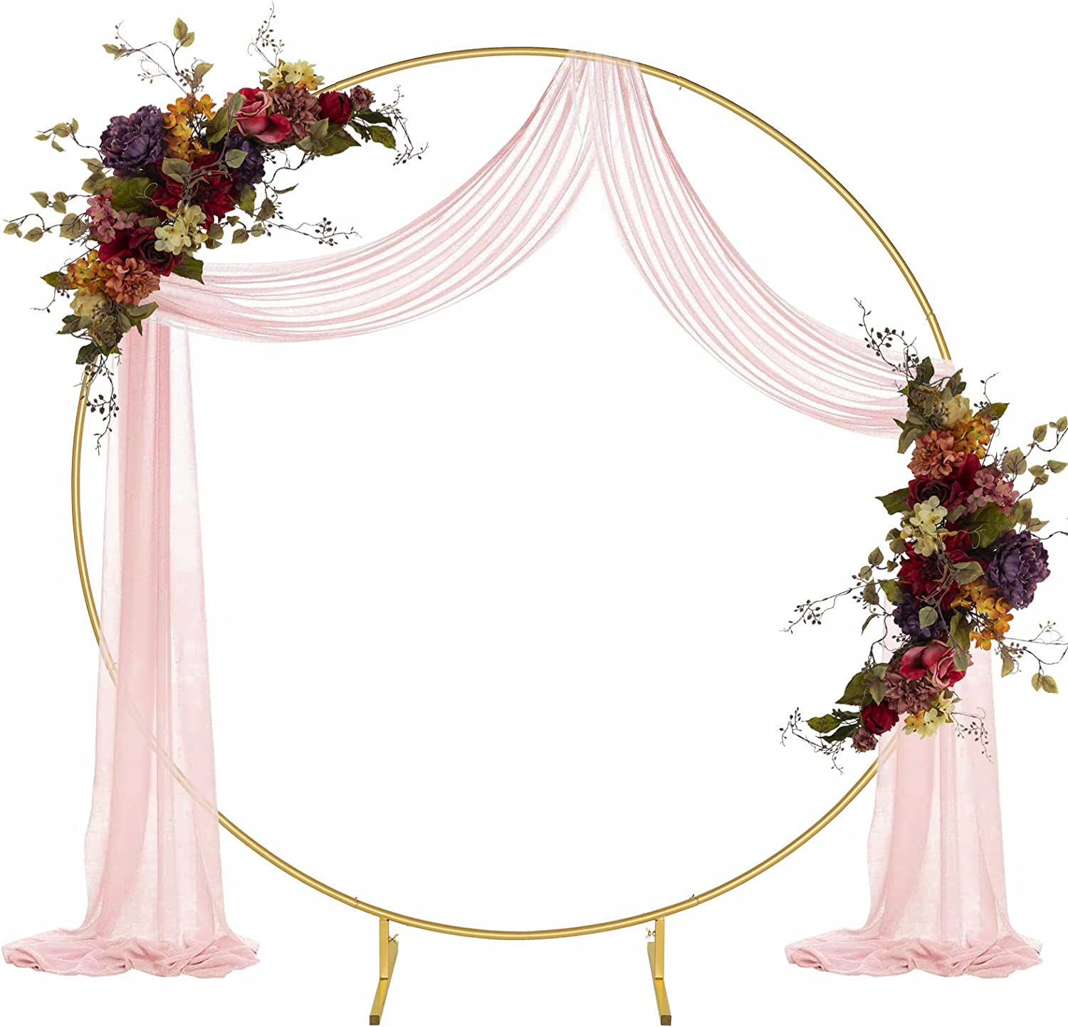 VINGLI 6.5 FT Metal Wedding Arbor, Wedding Arch for Ceremony, Round Photo Backdrop Stand for Parties, Decorations for Event,Gold