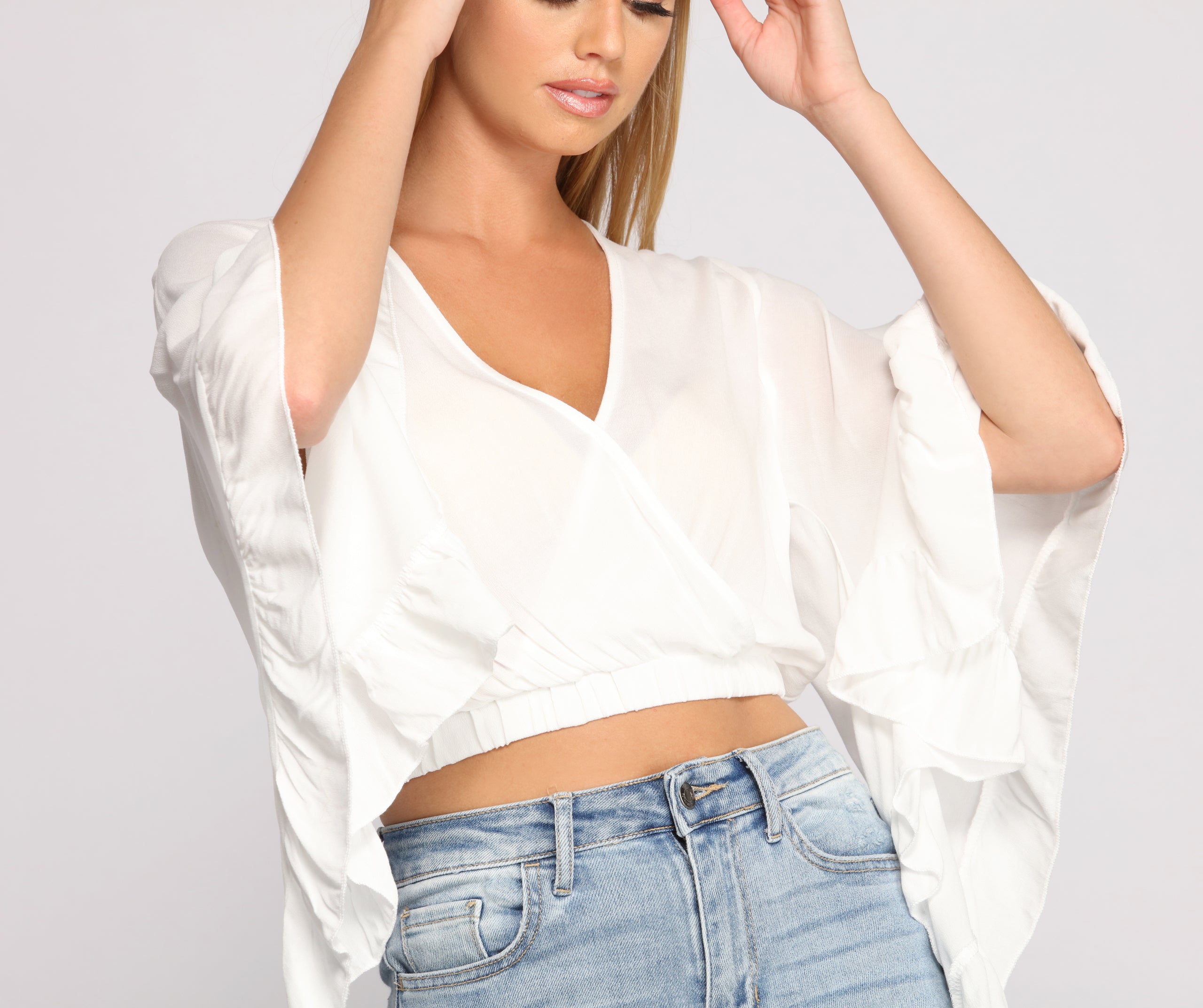 Bohemian Babe Cropped Ruffled Sleeve Top