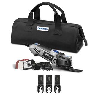 Dremel Multi-Max 5 Amp Corded Oscillating Multi-Tool Kit with 3Pc Universal 1-14 in.HCS Wood Drywall and PVC Flush Blade MM50-01+MM480BU