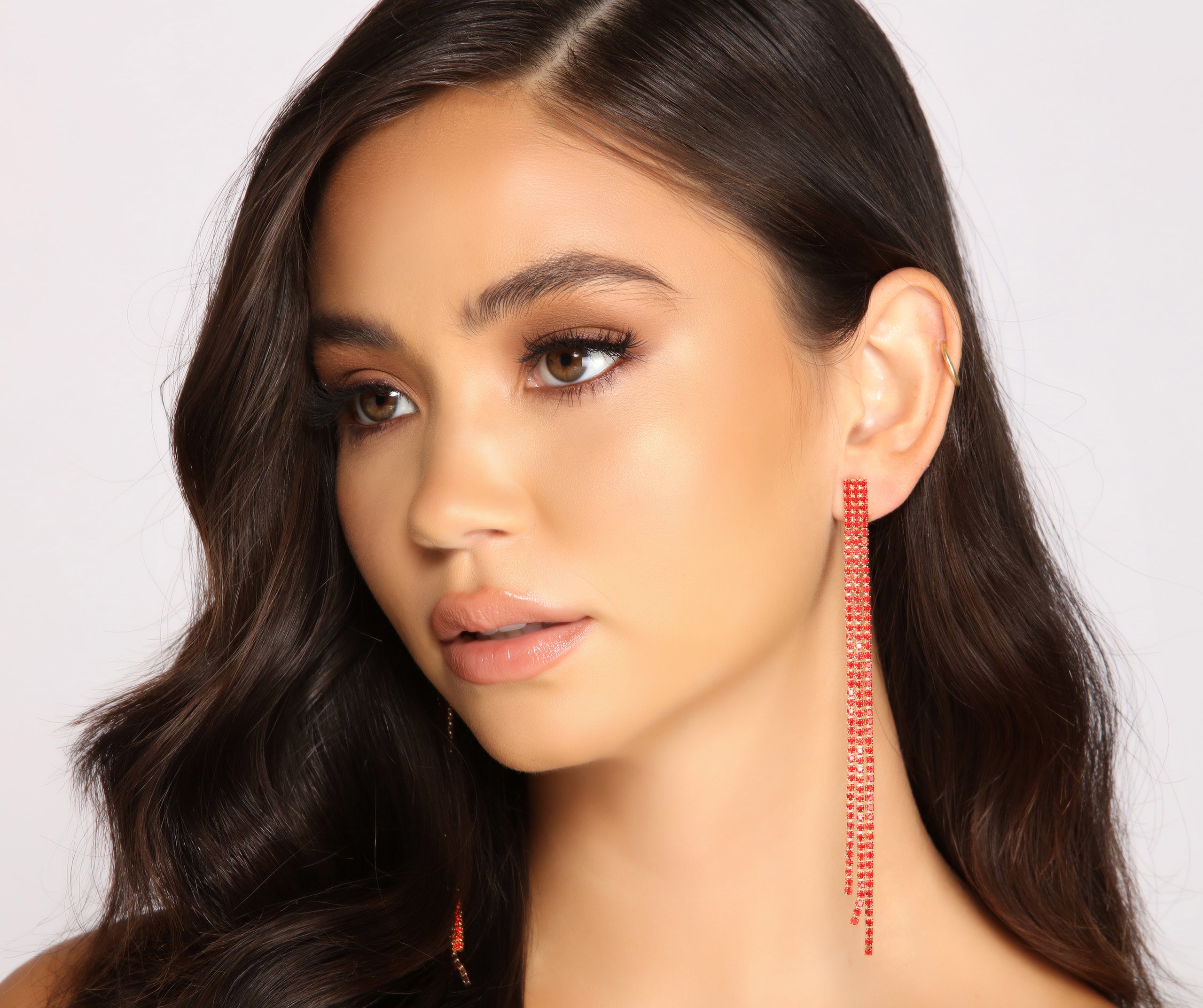 Up To No Good Rhinestone Fringe Earring