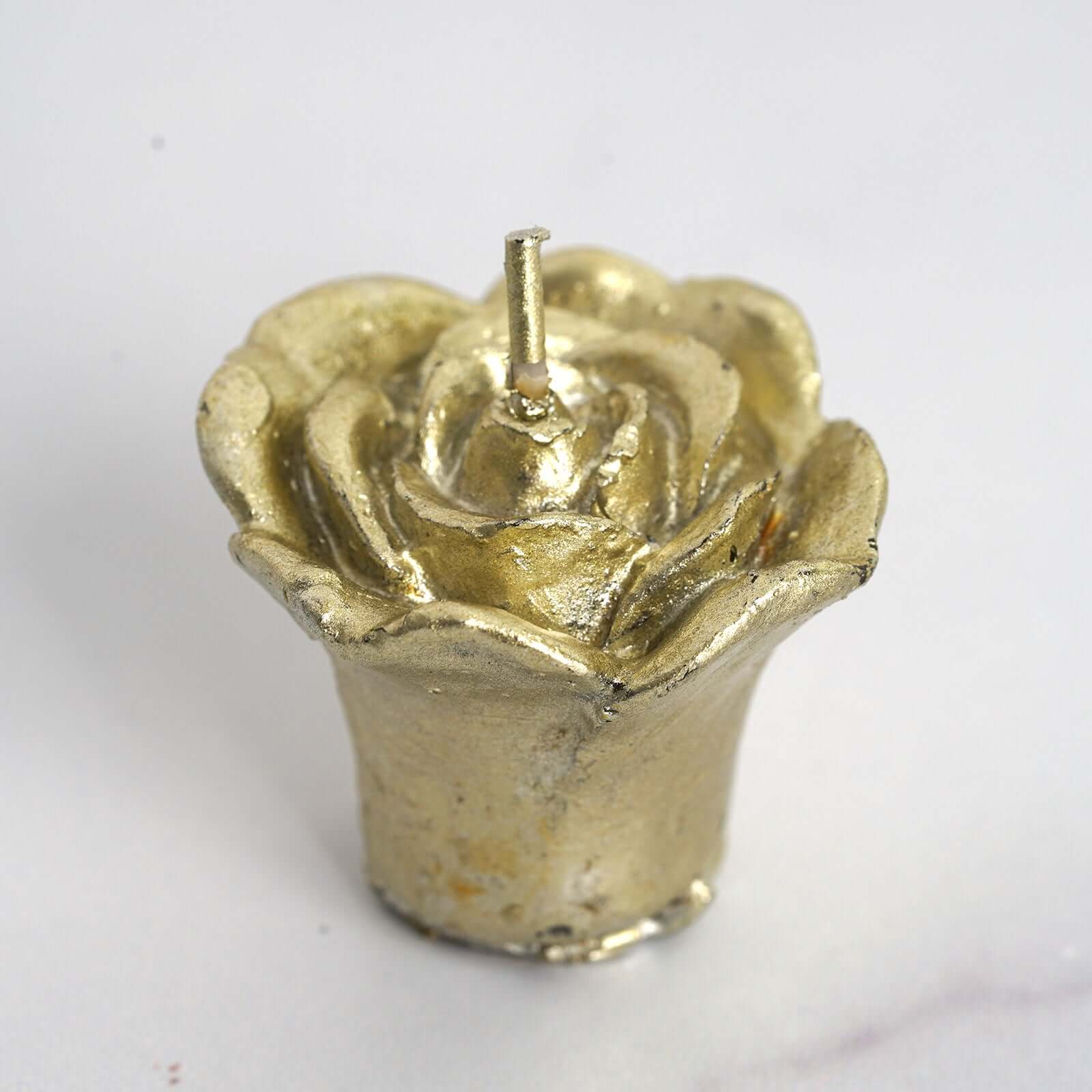 12 Pack Gold Mini Rose Flower Floating Candles Wedding Vase Fillers 1