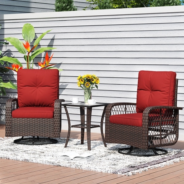 3 Pieces Outdoor Swivel Rocker Chair