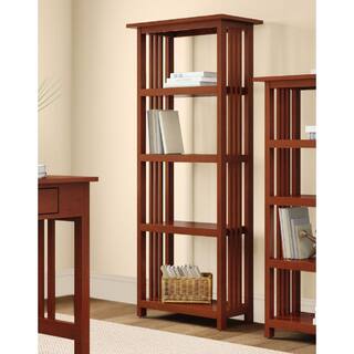 Alaterre Furniture 60 in. Cherry Wood 4-shelf Etagere Bookcase with Open Back AMIA0860