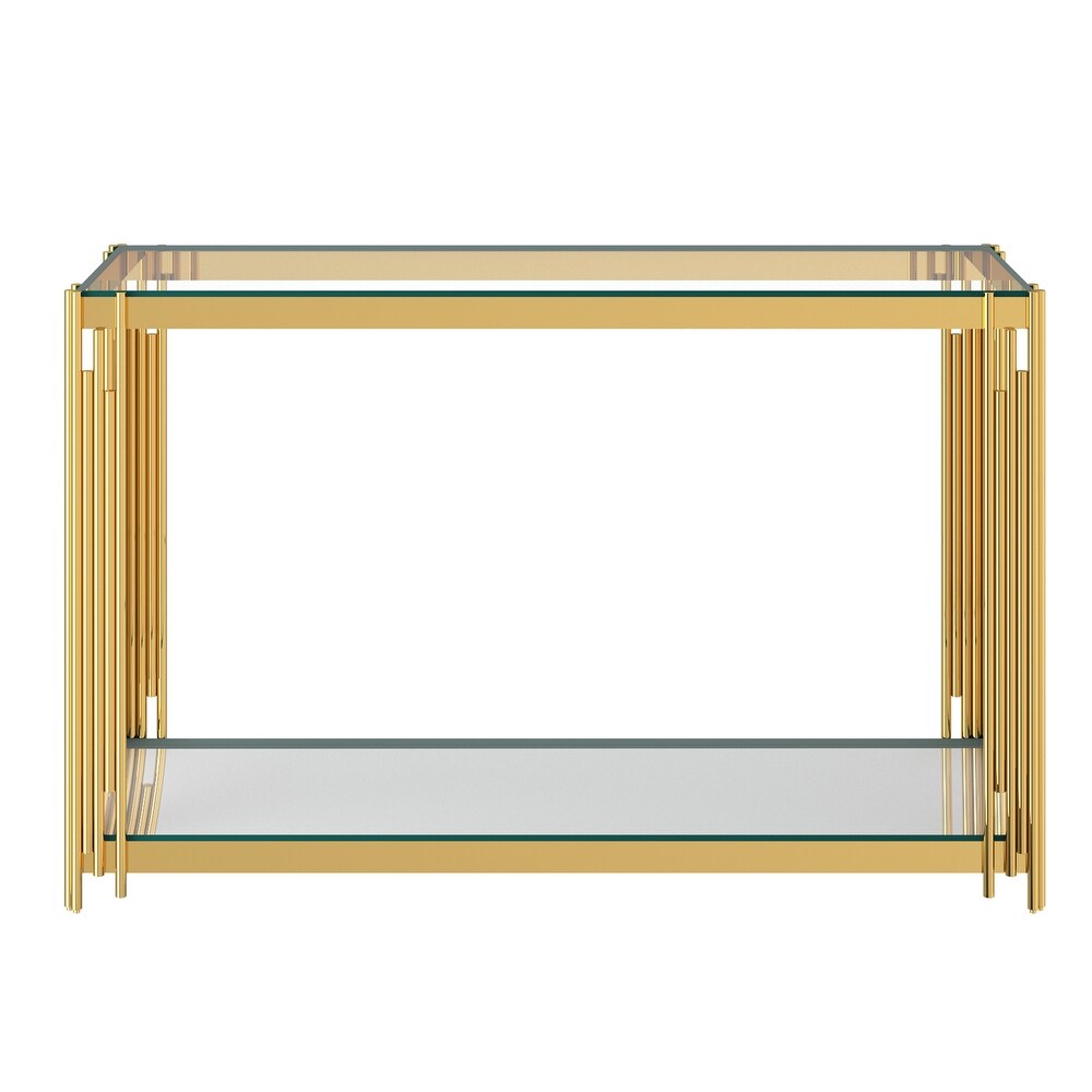 Contemporary Metal and Glass Console Table