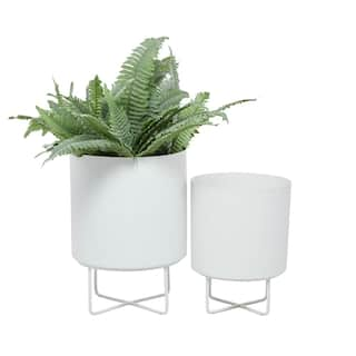 CosmoLiving by Cosmopolitan 12 In. x 16 In. White Metal Modern Planter (Set of 2) 040598