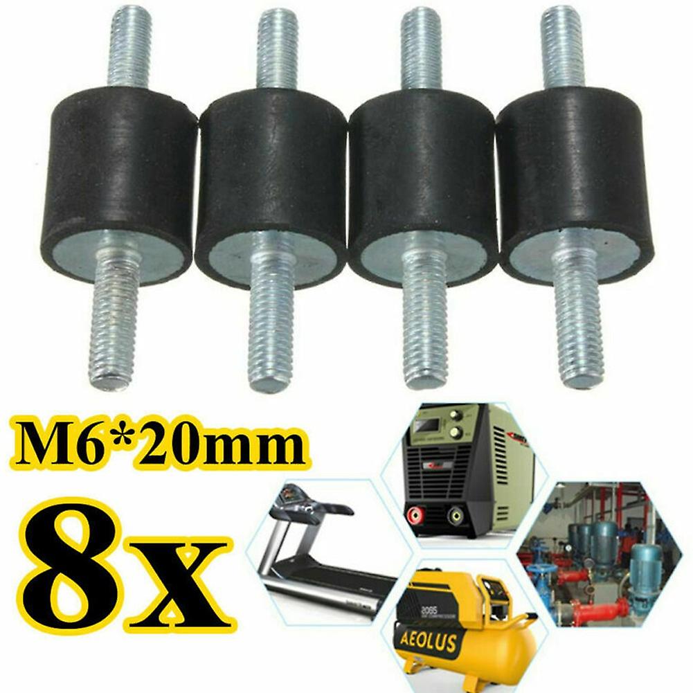 8pcs M6 Rubber Buffers Shock Absorbers Black For Air Compressors Diesel Engines Gasoline Engines Water Pumps