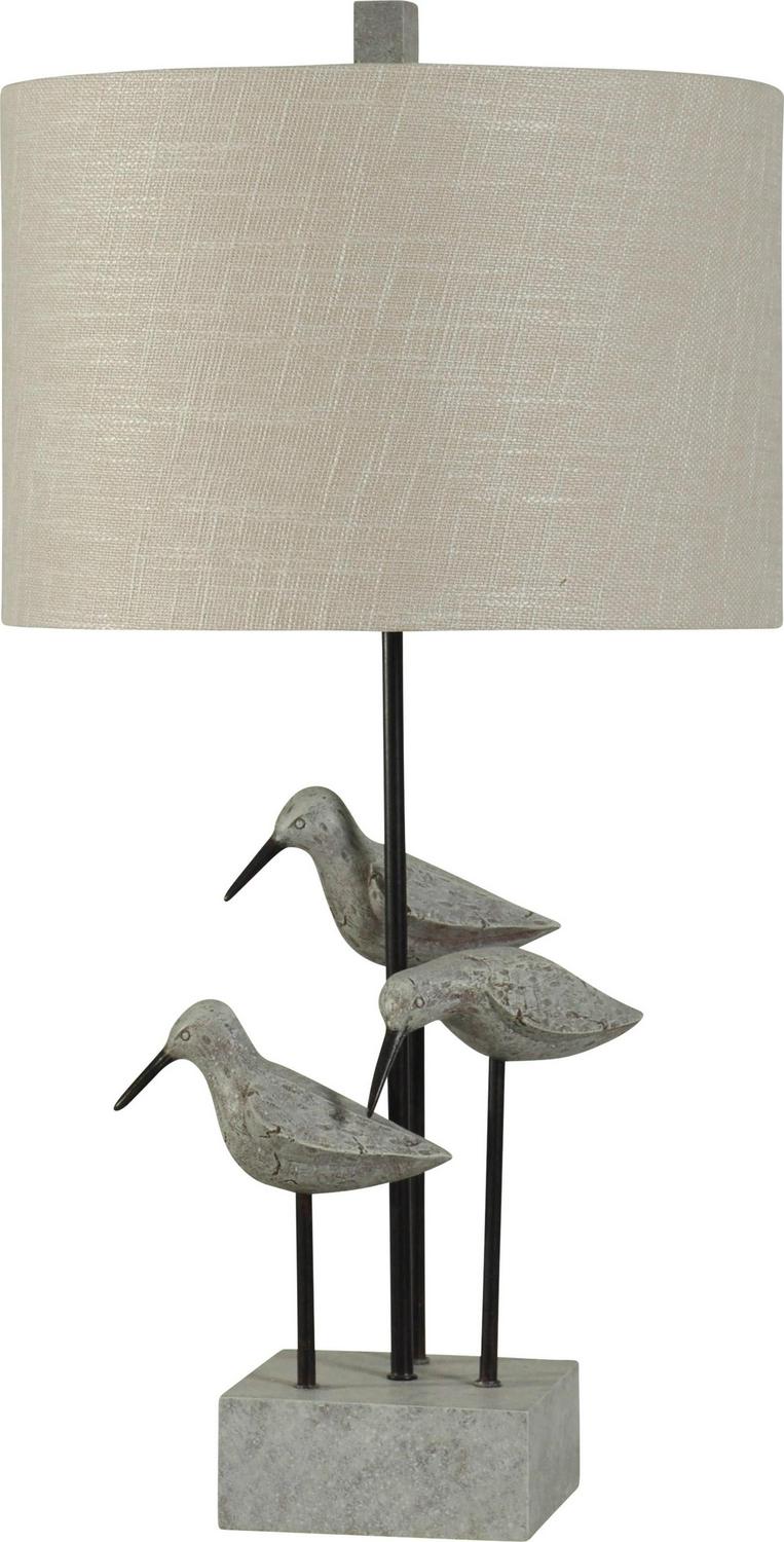 Chittaway Bay Table Lamp  Gray Finish  White Hardback Fabric Shade