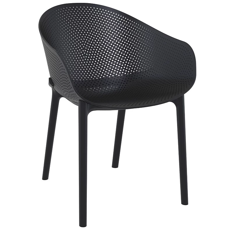 32 Black Solid Outdoor Polypropylene Dining Chair