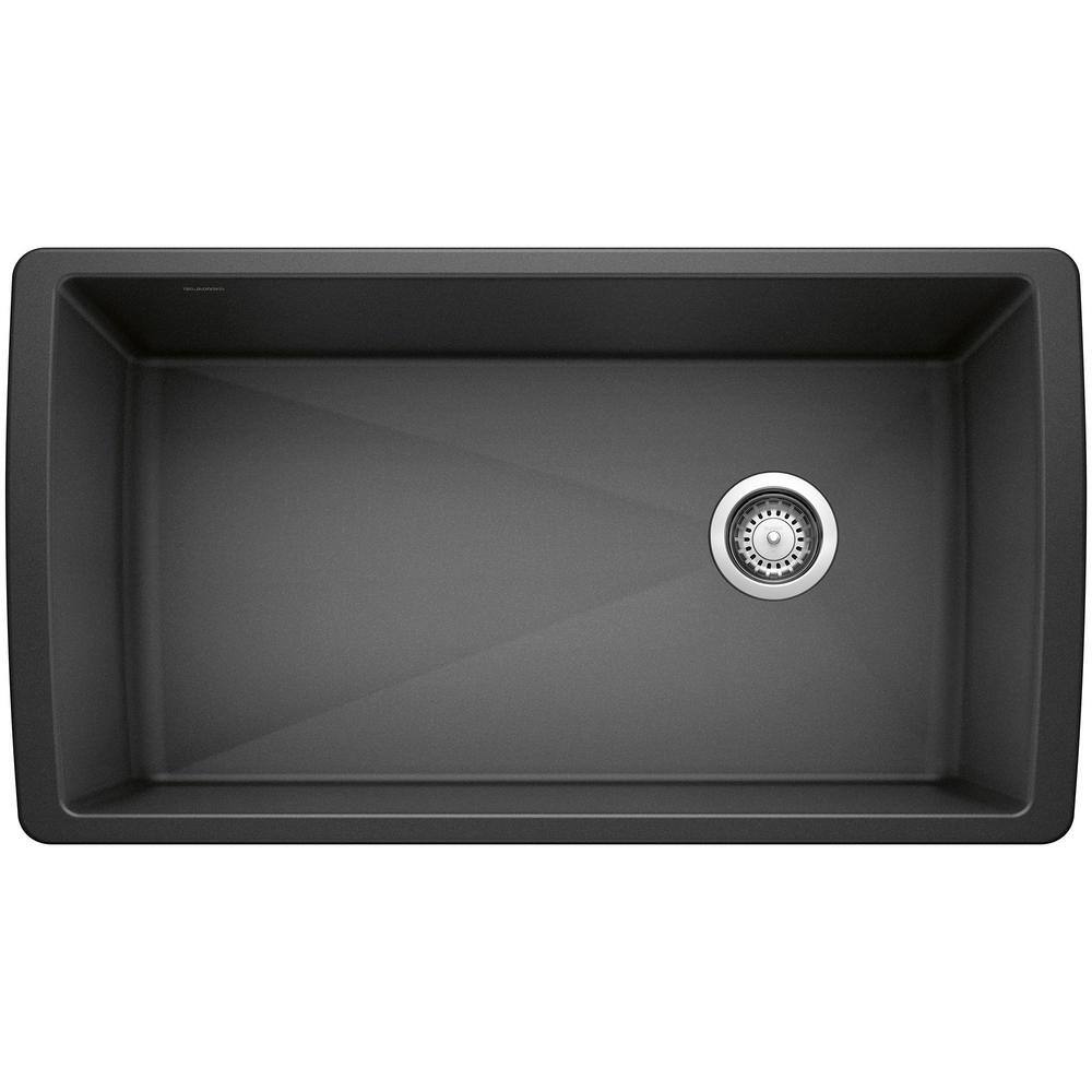 Blanco DIAMOND Silgranit Undermount Granite Composite 33.5 in. Single Bowl Kitchen Sink in Anthracite 441768