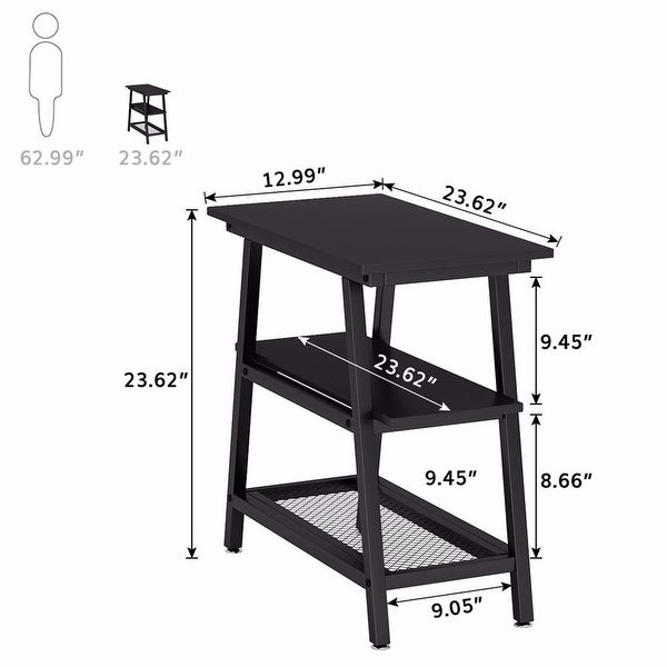 Industrial End Table Bed Side Table Storage Shelf