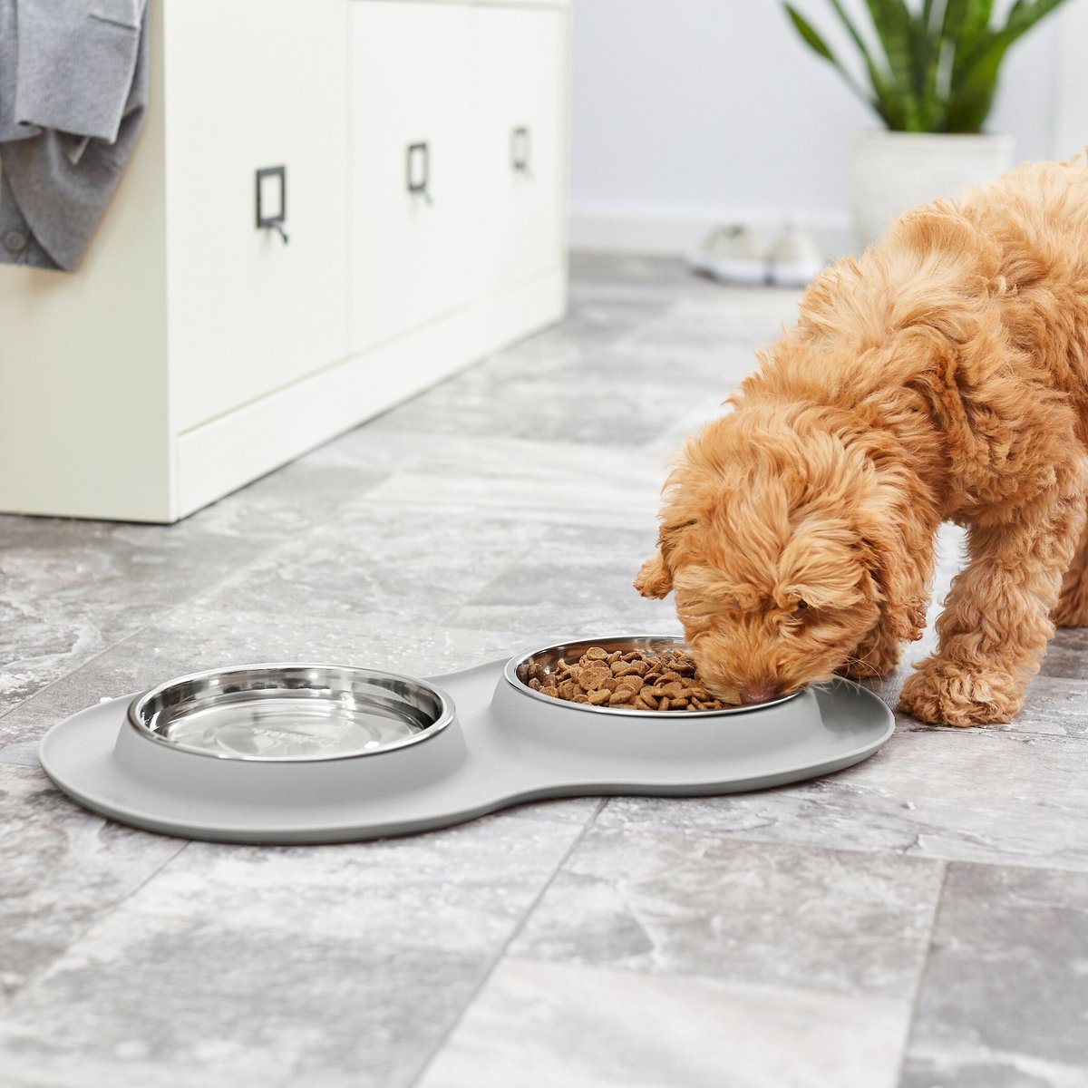 Frisco Double Stainless Steel Pet Bowl with Silicone Mat