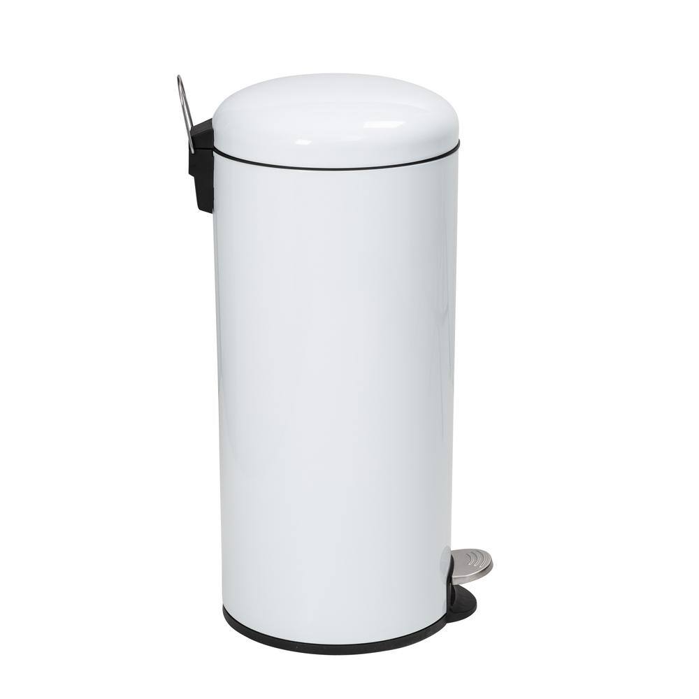 Honey-Can-Do 7.92 Gal. White Retro Metal Household Step-On Trash Can TRS-09329