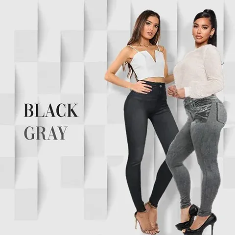 Perfect Stretch Skinny Fit Pull-On Push-Up Plus-Size Denim Jeans Leggi