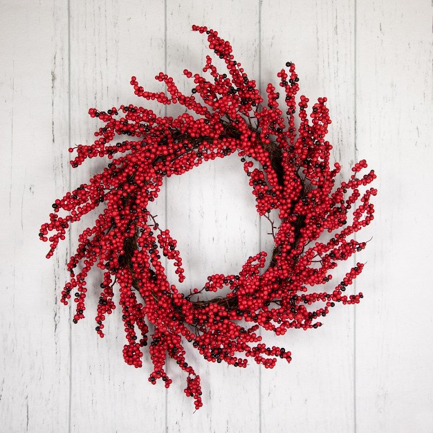 Unlit Burgundy Red Artificial Berry Christmas Wreath