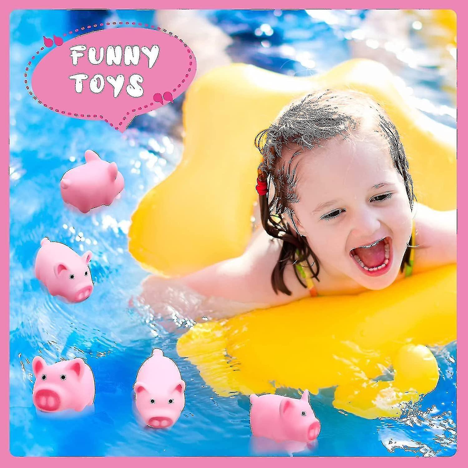 50 Pcs Rubber Pig Bath Toy Bulk Mini Pig Toys Pink Piggy Bathtub Toys Float Squeak Toys For Baby Sho