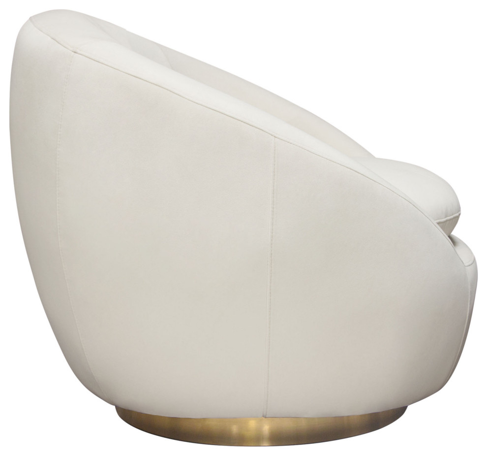 Celine Swivel Accent Chair  Light Cream Velvet With Brushed Gold Accent Band   Contemporary   Armchairs And Accent Chairs   by clickhere2shop  Houzz