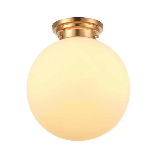 Portland 1 light Matte Brass Semi flush Mount Ceiling Lighting With Opal Glass Shade Globe Electric