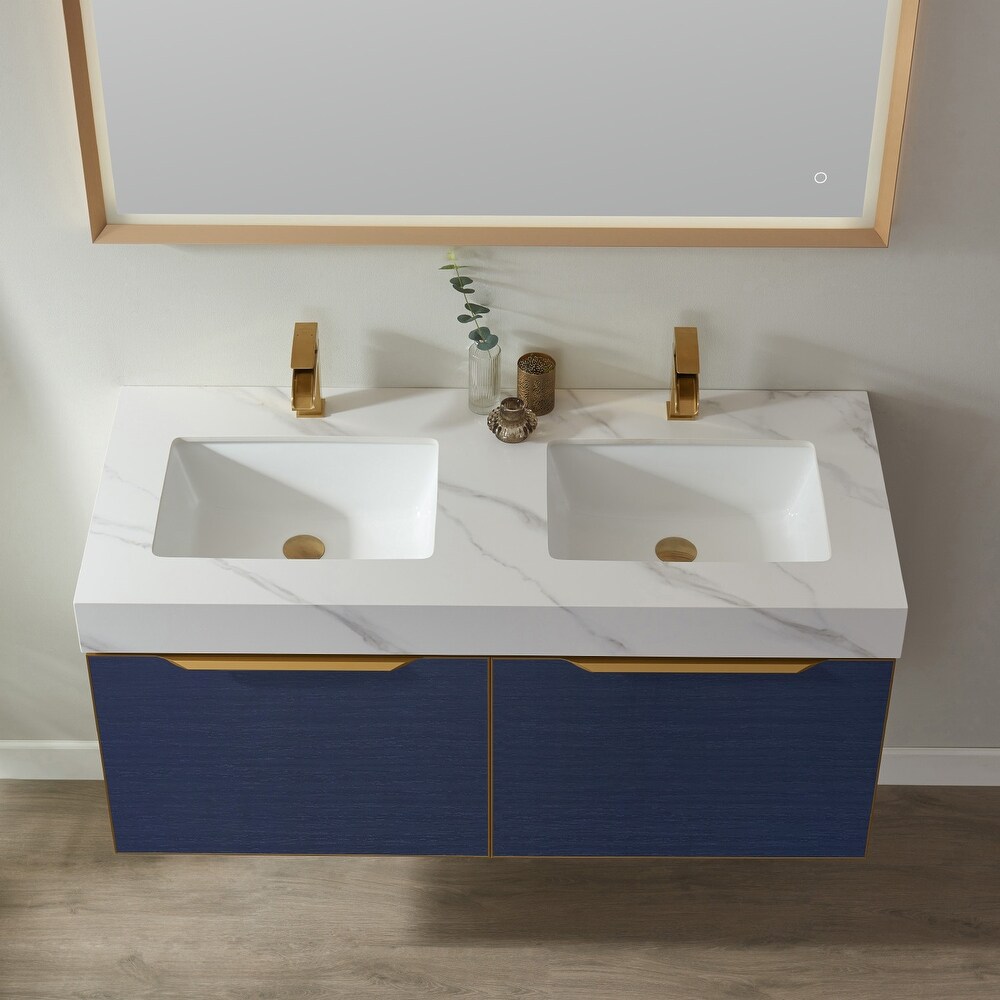 Alicante 48 in. Classic Blue Double Vanity with Mirror