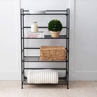 Flipshelf Black 4-Tier Metal Wire Shelving Unit (26.5 in. W x 43 in. H x 12 in. D) 38701