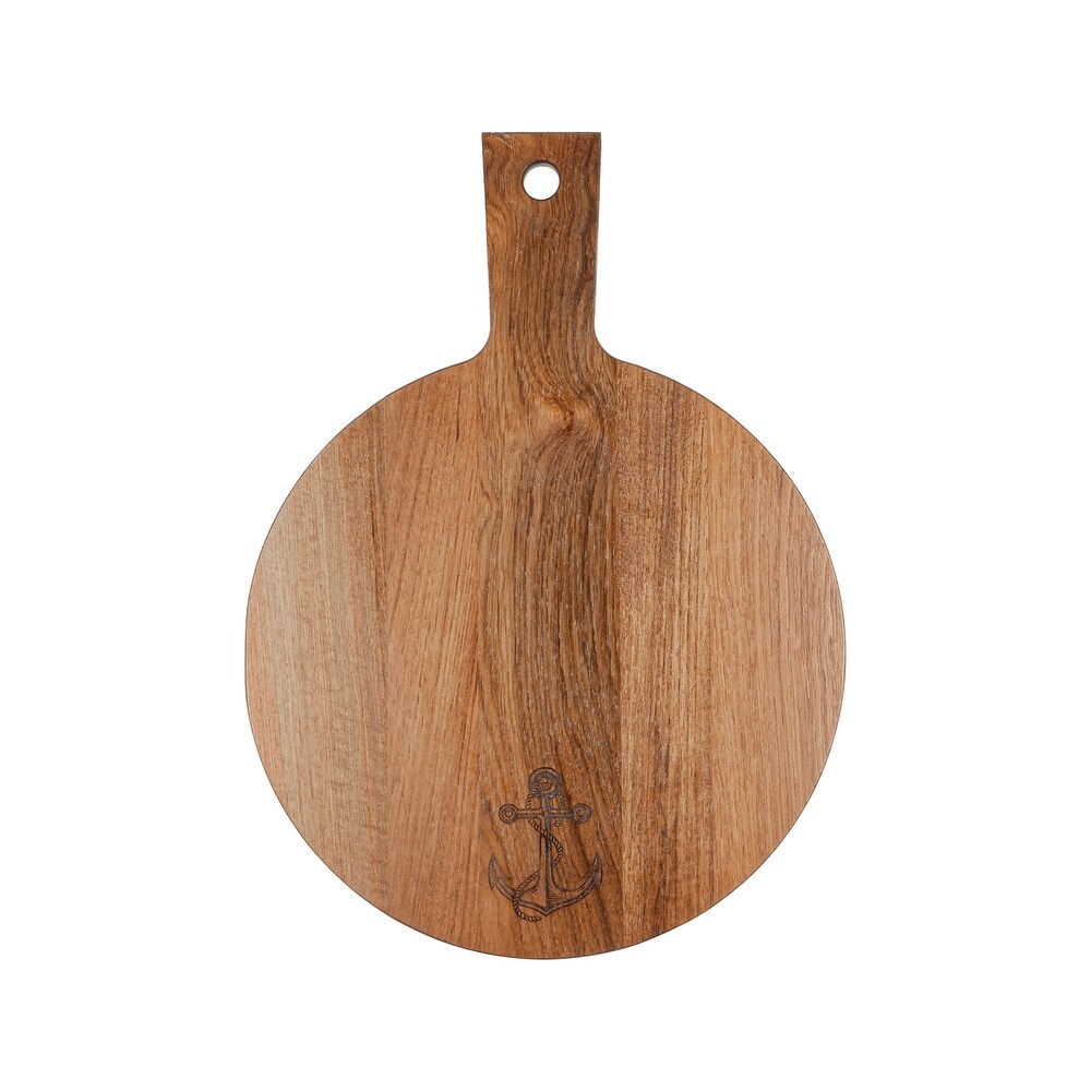 Teak Round Serving Board   Anchor   12\