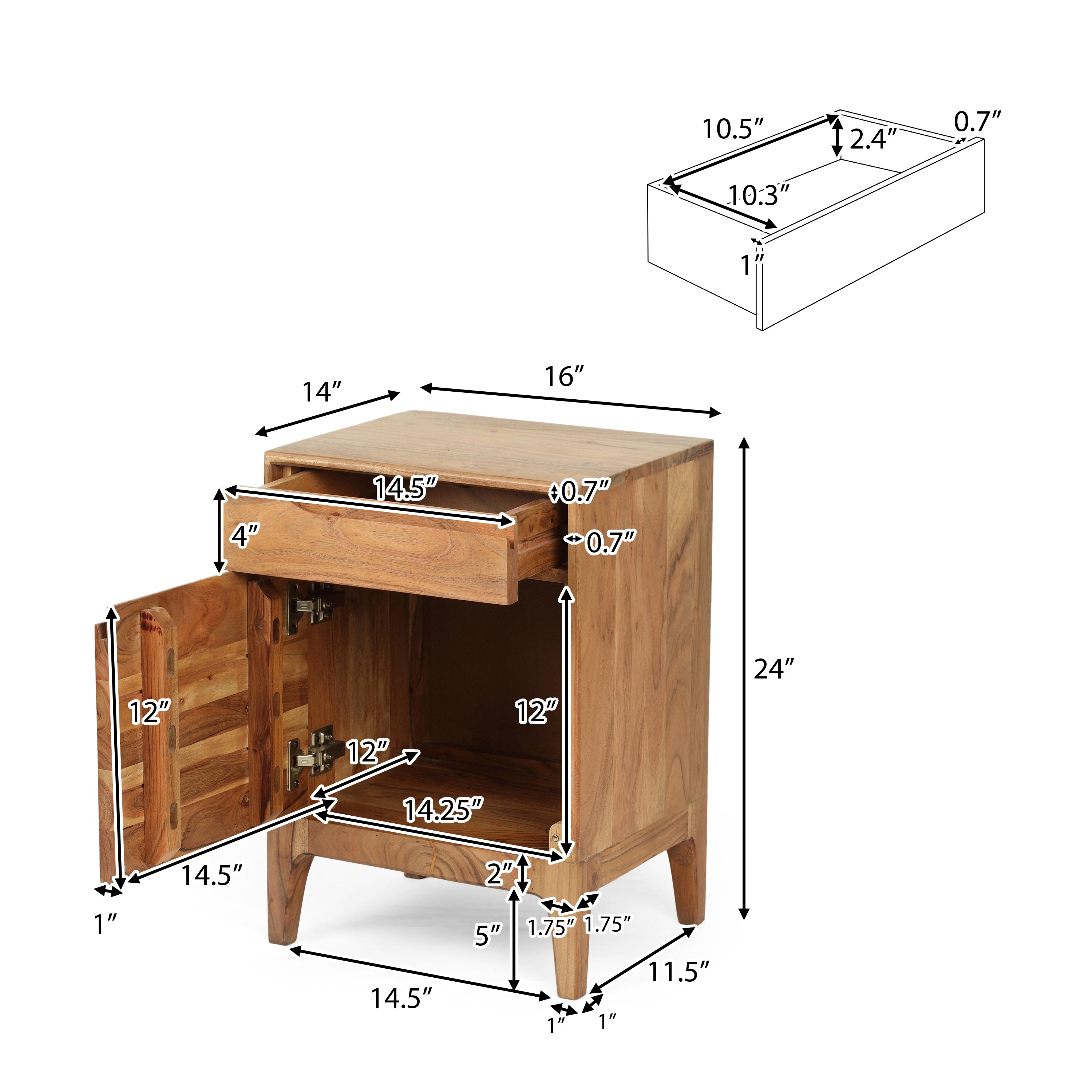 Letitia Modern Acacia Wood Side Table