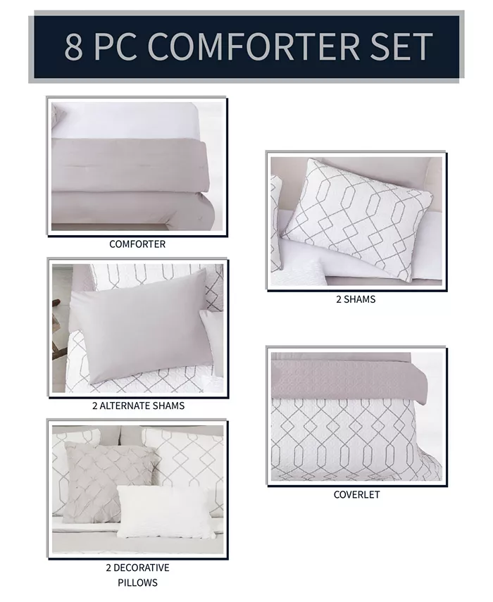 Riverbrook Home Alexander 8 Pc Full Queen Layered Comforter and Coverlet Set