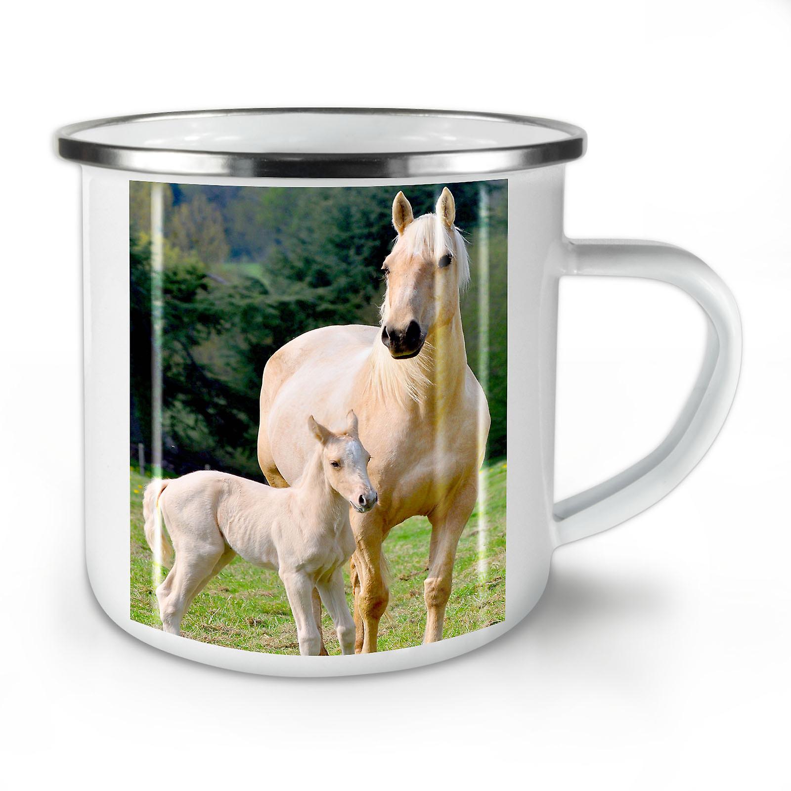 Horse Family Photo NEW WhiteTea Coffee Enamel Mug10 oz | Wellcoda