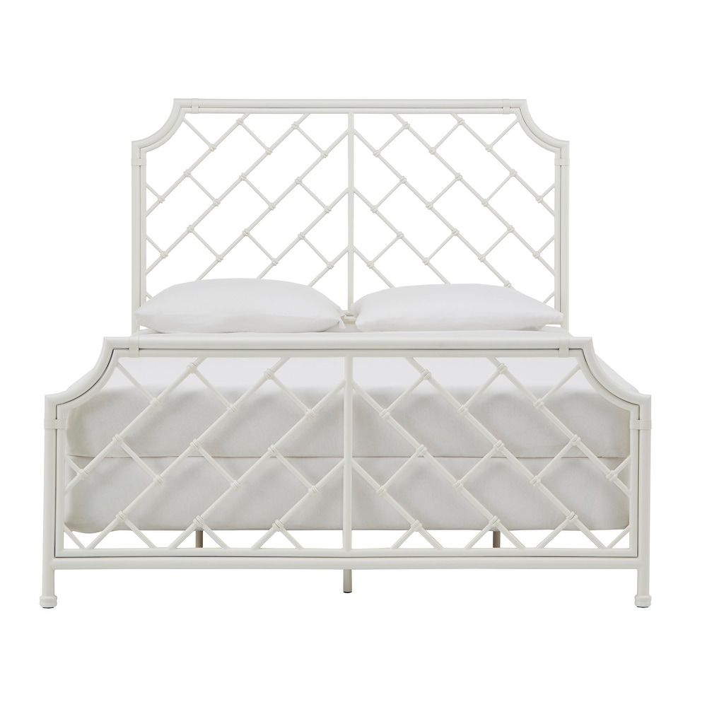 Nelle Geometric Mosaic White Metal Queen Bed by iNSPIRE Q Classic