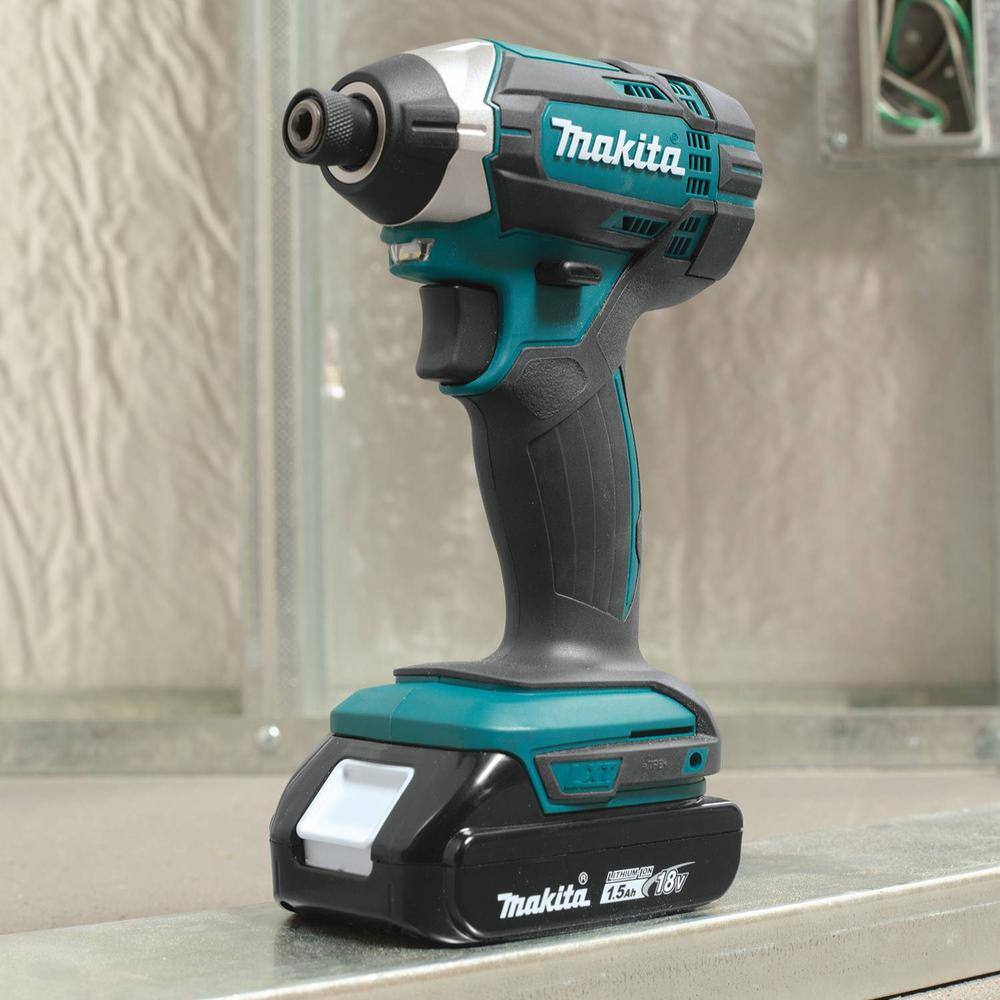 Makita 1.5 Ah 18V LXT Lithium-Ion Compact Cordless 14 in. Variable Speed Impact Driver Kit XDT11SY