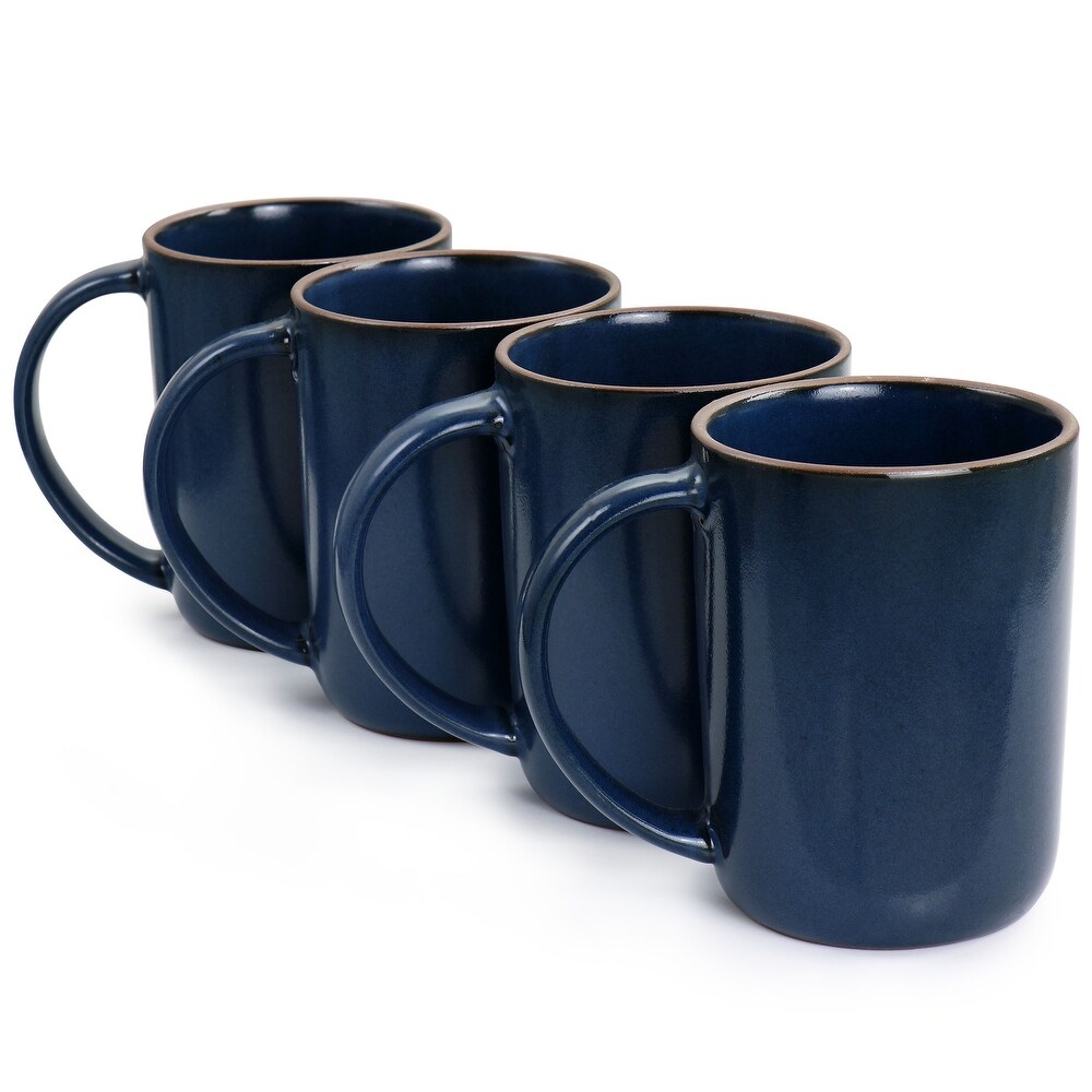 Gibson Elite Dumont 4 Piece 17oz Terracotta Mug Set in Navy Blue   17 oz