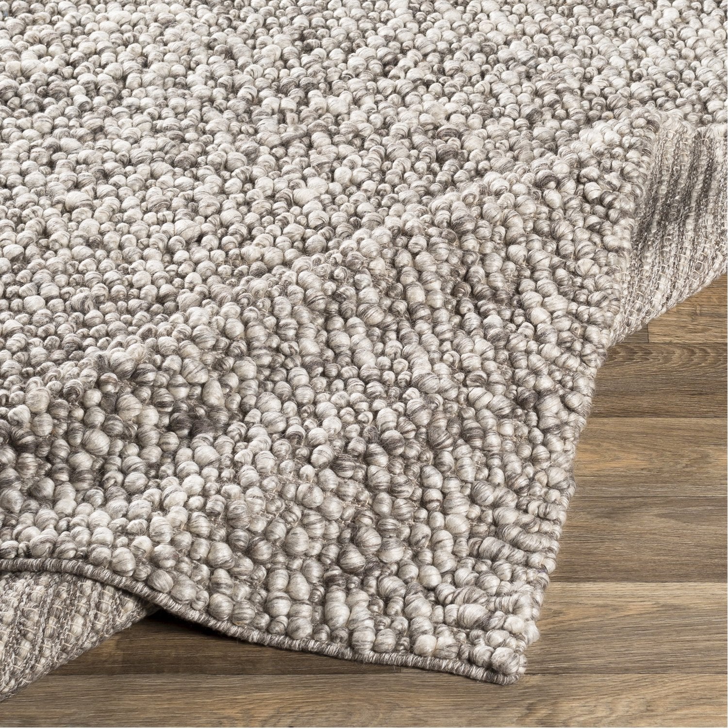 Como Hand Woven Rug in Medium Gray, Ivory