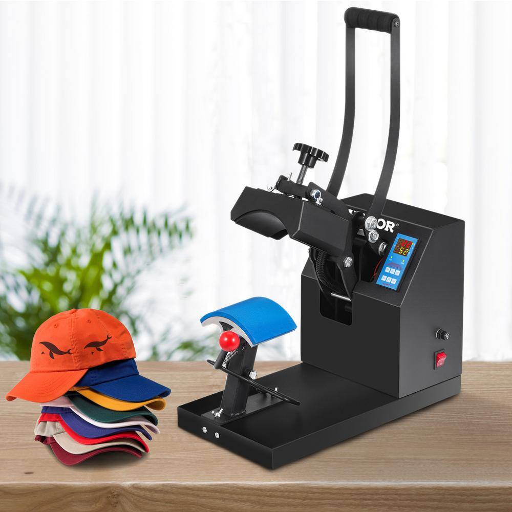 VEVOR Heat Press 6 in. x 3.75 in. Clamshell Design Curved Element Hat Press with Digital LCD Timer  Temperature Control CP2815-STHJ000001V1