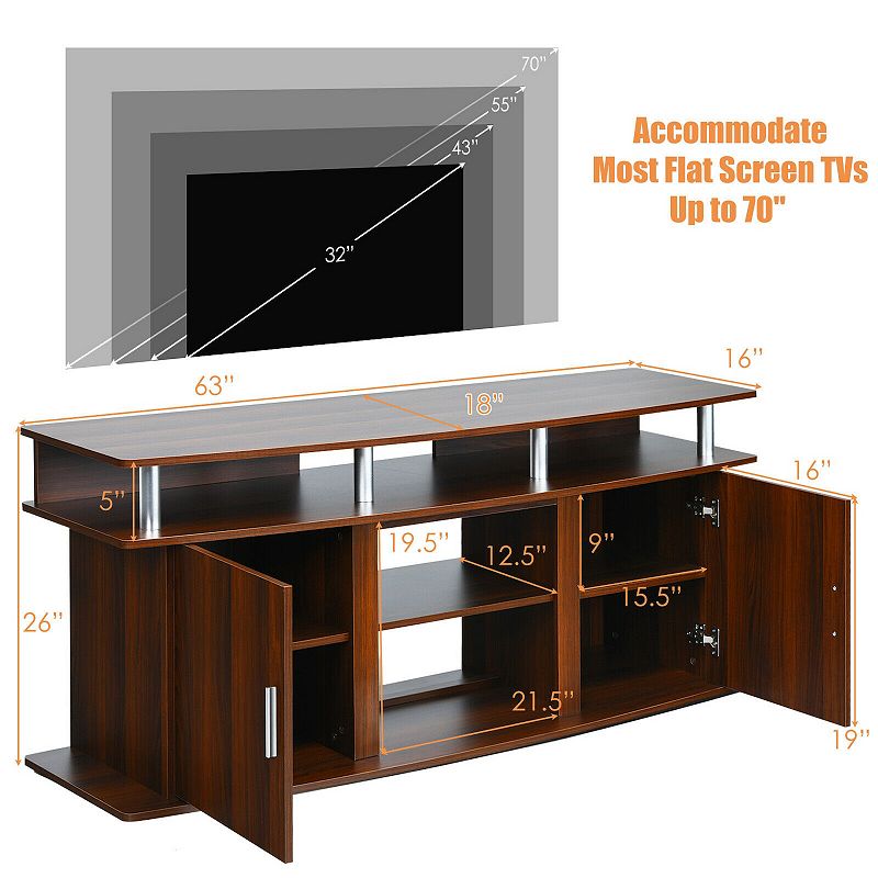 63 Inch TV Entertainment Console Center with 2 Cabinets