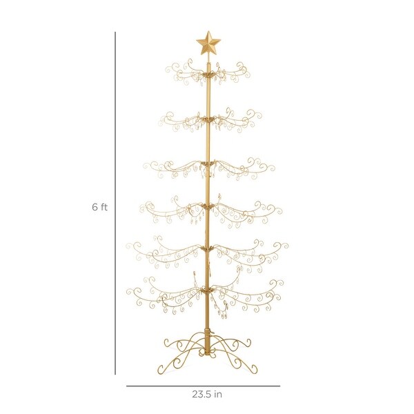 6ft Wrought Iron Ornament Display Christmas Tree w/Easy Assembly and Stand