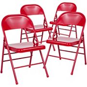 Emma and Oliver 4 Pack Triple Braced and Double Hinged Metal Folding Chair