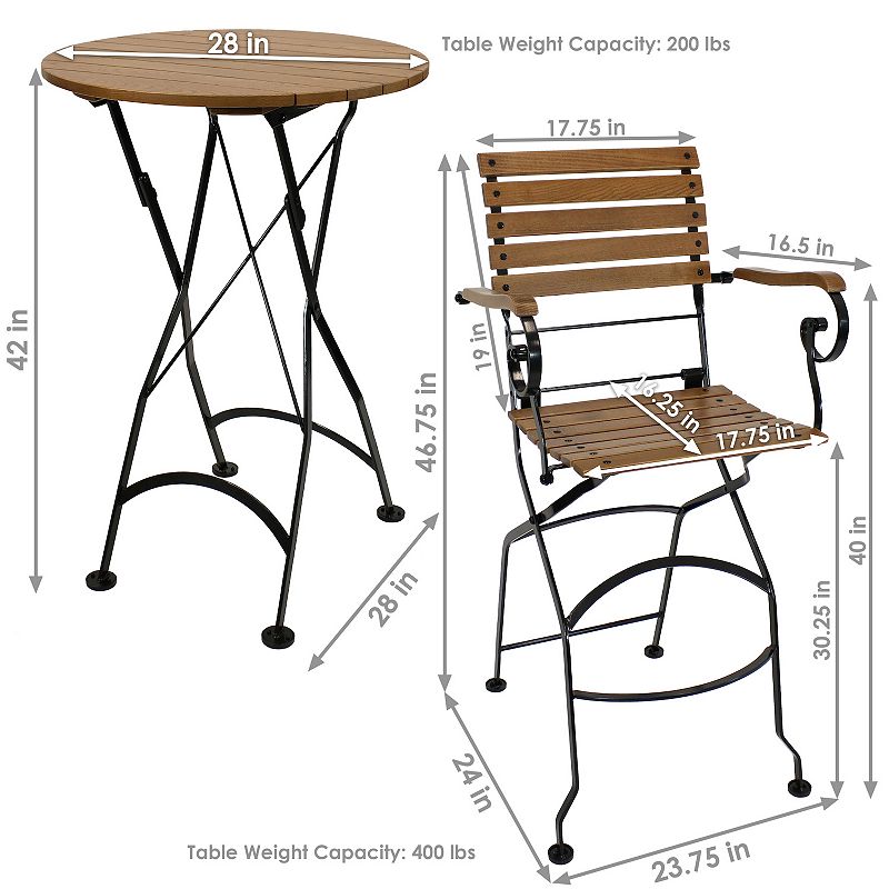 Sunnydaze Deluxe Chestnut 5-Piece Folding Patio Bar-Height Table and Chairs