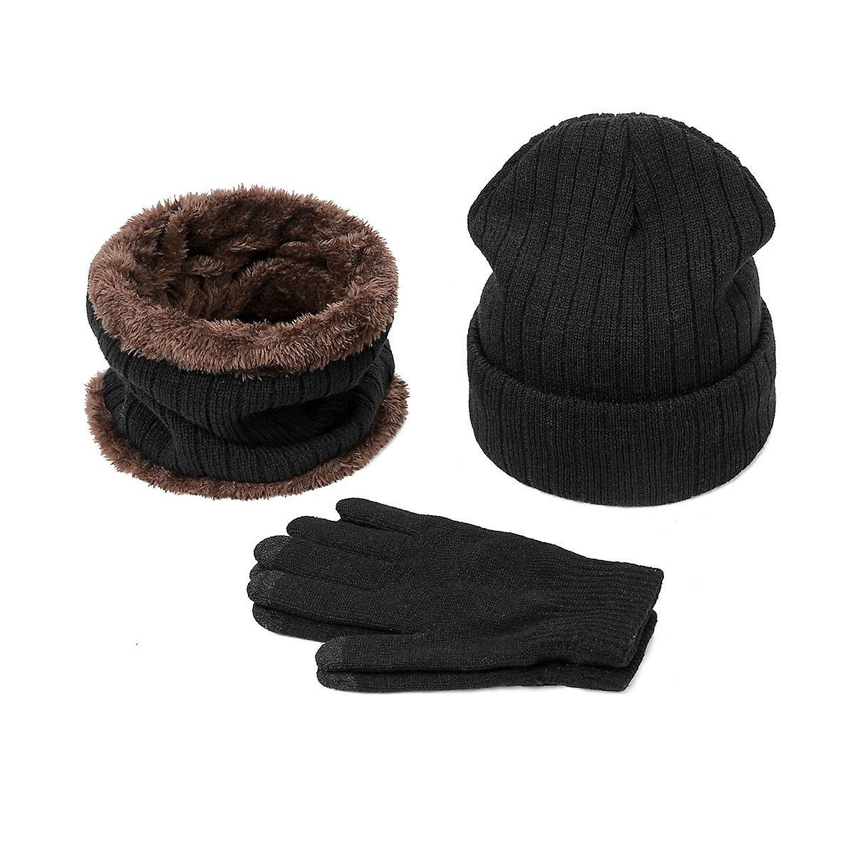 Winter Warm Men's Hat Scarf Gloves Set