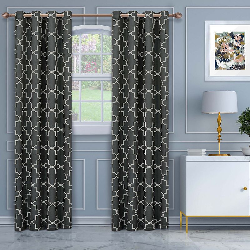 Superior Imperial Trellis Thermal Insulated Pair of 2 Blackout Window Curtain Panels