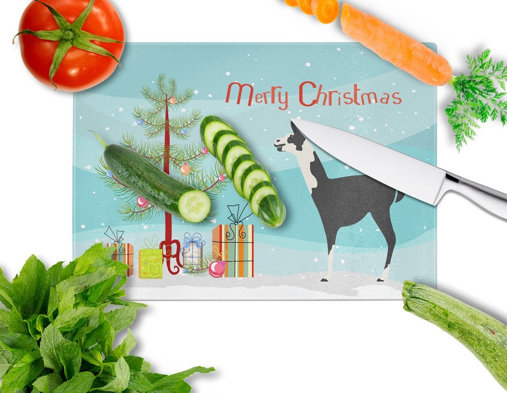 Llama Q  x27Ara Christmas Glass Cutting Board Large   Contemporary   Cutting Boards   by the store  Houzz