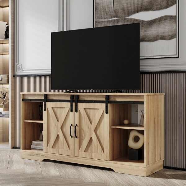 Storage Cabinet Table Living Room with Adjustable Shelves for TVs Up to 65